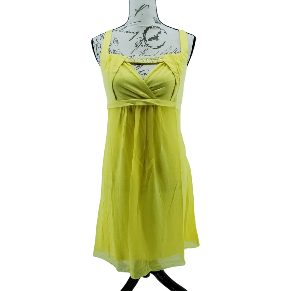 Lucy Paris Yellow Cut-out Beaded Mini Dress